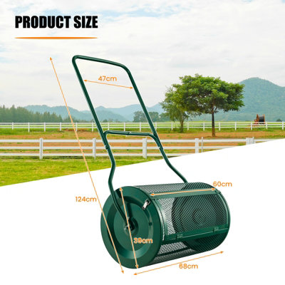 Costway 27 Inch Compost Spreader Peat Moss Spreader with Upgrade U-shaped Handle