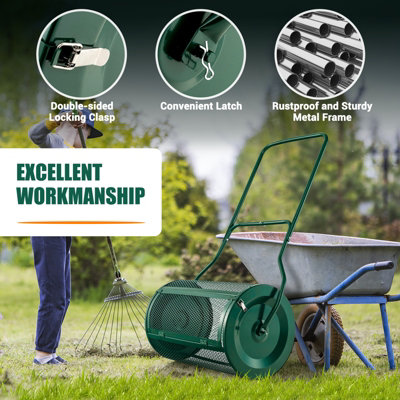 Costway 27 Inch Compost Spreader Peat Moss Spreader with Upgrade U-shaped Handle - 5