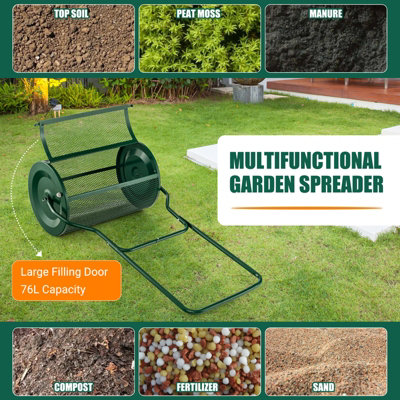 Costway 27 Inch Compost Spreader Peat Moss Spreader with Upgrade U-shaped Handle - 6