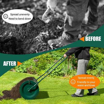 Costway 27 Inch Compost Spreader Peat Moss Spreader with Upgrade U-shaped Handle - 8