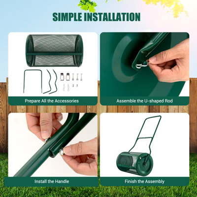 Costway 27 Inch Compost Spreader Peat Moss Spreader with Upgrade U-shaped Handle - 9
