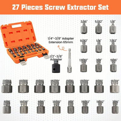 COSTWAY 27 Pcs Screw Extractor Set Dual Headed Easy Out Bolt Removal ...