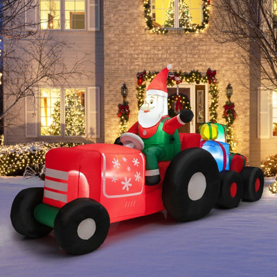 Costway 270cm Long Christmas Inflatable Santa Claus on Truck with Gift Boxes & LED Lights