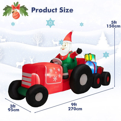 Costway 270cm Long Christmas Inflatable Santa Claus on Truck with Gift Boxes & LED Lights - 3