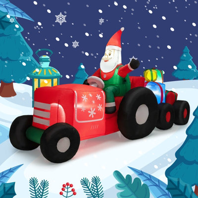 Costway 270cm Long Christmas Inflatable Santa Claus on Truck with Gift ...