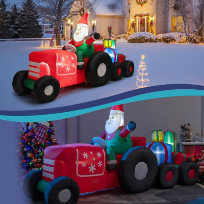 Costway 270cm Long Christmas Inflatable Santa Claus on Truck with Gift Boxes & LED Lights - 4