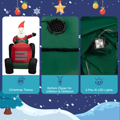 Costway 270cm Long Christmas Inflatable Santa Claus on Truck with Gift ...