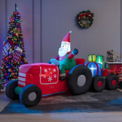 Costway 270cm Long Christmas Inflatable Santa Claus on Truck with Gift ...