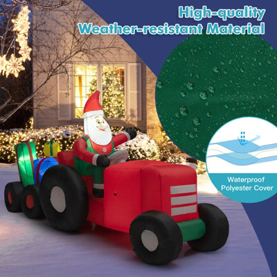 Costway 270cm Long Christmas Inflatable Santa Claus on Truck with Gift Boxes & LED Lights - 7