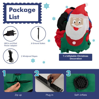 Costway 270cm Long Christmas Inflatable Santa Claus on Truck with Gift Boxes & LED Lights - 8