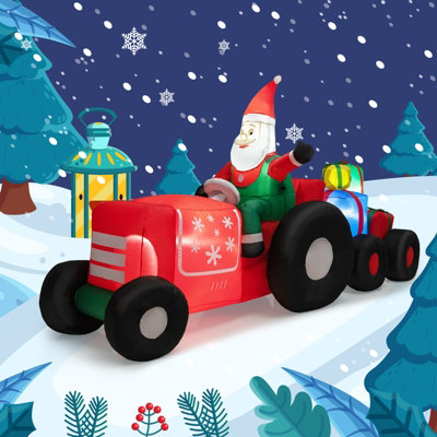 Costway 270cm Long Christmas Inflatable Santa Claus on Truck with Gift Boxes & LED Lights - 9