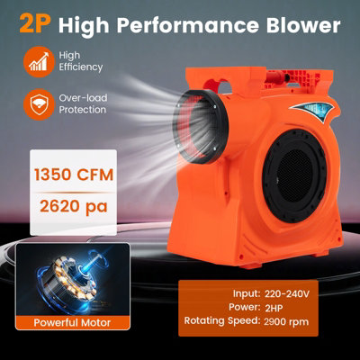 Costway 2HP/2300W Commercial Air Blower Giant Inflatable Bounce House Air Pump Fan - 4