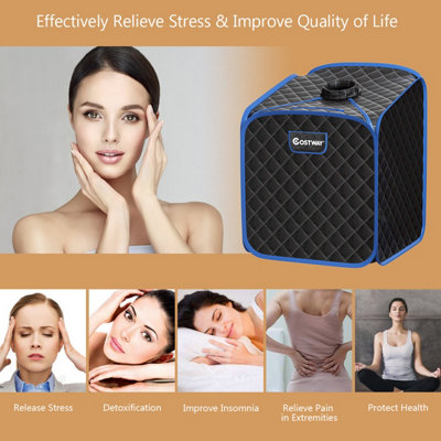 Costway 2L Foldbale Steam Sauna Personal Therapeutic Steam Spa 9 Adjustable Temperature - 6