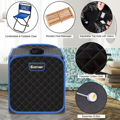Costway 2L Foldbale Steam Sauna Personal Therapeutic Steam Spa 9 Adjustable Temperature - 9