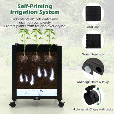 Costway 2M Arch Arbor Trellis w/ 2 Planter Boxes Self-Watering Garden Pergola Arbor w/ Wheels - 6
