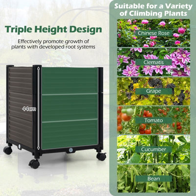Costway 2M Arch Arbor Trellis w/ 2 Planter Boxes Self-Watering Garden Pergola Arbor w/ Wheels - 8