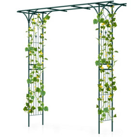Costway 2m Metal Garden Arbor for Climbing Plants Outdoor Heavy-Duty Arch Trellis