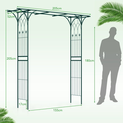 Costway 2m Metal Garden Arbor for Climbing Plants Outdoor Heavy-Duty Arch Trellis