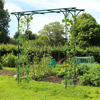 Costway 2m Metal Garden Arbor for Climbing Plants Outdoor Heavy-Duty Arch Trellis - 4