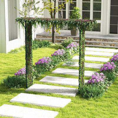Costway 2m Metal Garden Arbor for Climbing Plants Outdoor Heavy-Duty Arch Trellis - 5