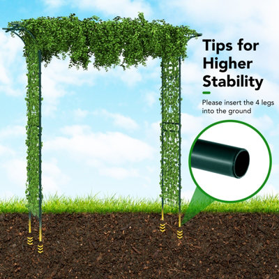 Costway 2m Metal Garden Arbor for Climbing Plants Outdoor Heavy-Duty Arch Trellis - 6