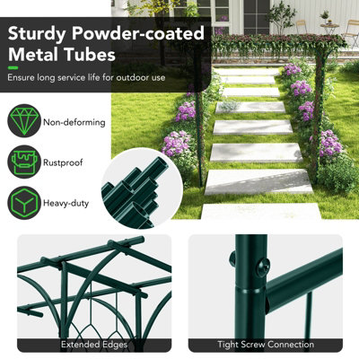 Costway 2m Metal Garden Arbor for Climbing Plants Outdoor Heavy-Duty Arch Trellis - 7