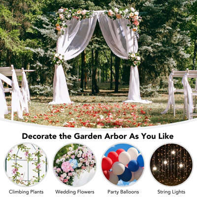 Costway 2m Metal Garden Arbor for Climbing Plants Outdoor Heavy-Duty Arch Trellis - 8