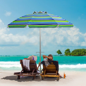 Costway 2M Patio Beach Umbrella Portable Sunshade Umbrella UPF 50+ with Sand Anchor