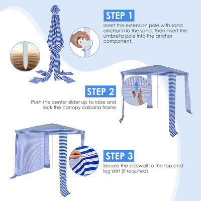 Costway 2m x 2m Outdoor Garden Gazebo Foldable Beach Cabana Sunshade Canopy W/ Bag - 5