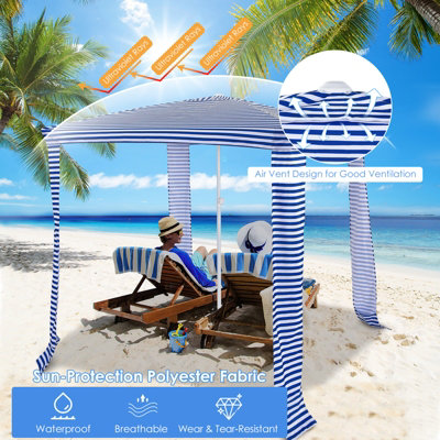 Costway 2m x 2m Outdoor Garden Gazebo Foldable Beach Cabana Sunshade Canopy W/ Bag - 6