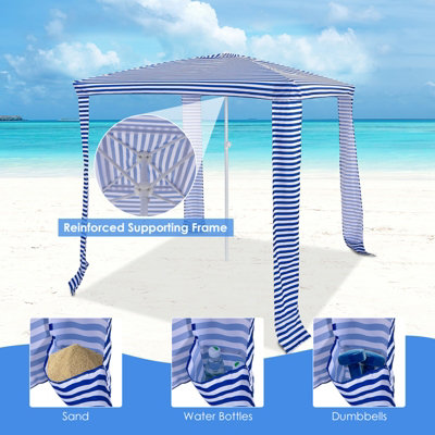 Costway 2m x 2m Outdoor Garden Gazebo Foldable Beach Cabana Sunshade Canopy W/ Bag - 7