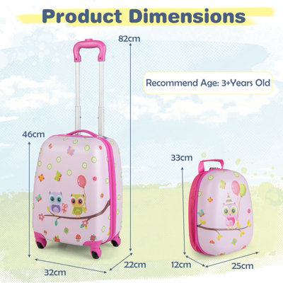 Costway 2PCS 12" 16" ABS Kids Suitcase Backpack Luggage Set School Travel Lightweight
