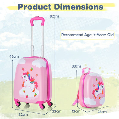Costway 2PCS 12" 16" ABS Kids Suitcase Backpack Luggage Set School Travel Lightweight