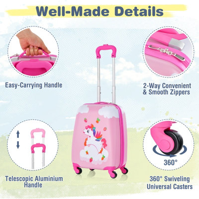 Costway 2PCS 12" 16" ABS Kids Suitcase Backpack Luggage Set School Travel Lightweight - 8