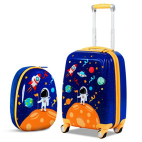 Costway 2Pcs 12" 18" ABS Kids Suitcase Backpack Luggage Set School Travel Lightweight