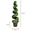 Costway 2PCS 120cm Artificial Boxwood Spiral Tree Faux Tree Realistic Fake Greenery Tree
