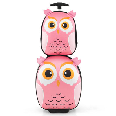 Costway 2PCS 30CM 40CM ABS Kids Suitcase Backpack Set Portable & Lightweight School Travel Luggage