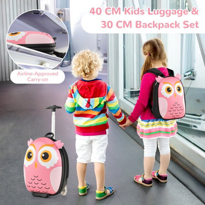 Costway 2PCS 30CM 40CM ABS Kids Suitcase Backpack Set Portable & Lightweight School Travel Luggage - 4