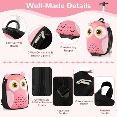 Costway 2PCS 30CM 40CM ABS Kids Suitcase Backpack Set Portable & Lightweight School Travel Luggage - 9