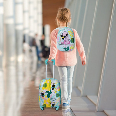 Costway 2PCS ABS Kids Luggage Set 12'' Backpack 16'' Suitcase Children Girls Travel - 4