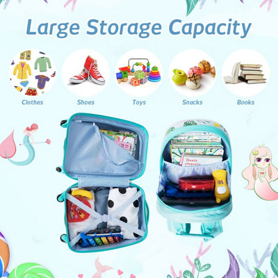 Costway 2PCS ABS Kids Luggage Set 12'' Backpack 16'' Suitcase Children Girls Travel - 6