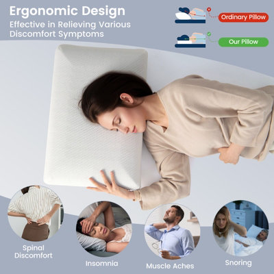 Costway 2Pcs Bamboo Charcoal Memory Foam Pillow Set 3D Cutting Air Flow Pillows - 7