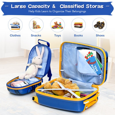 Gymax 2 PCS Kids Carry-on Luggage Set 12'' Backpack And 18'' Rolling