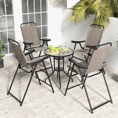 2pcs Folding Bar Height Folding Chairs Outdoor Costway 2Pcs