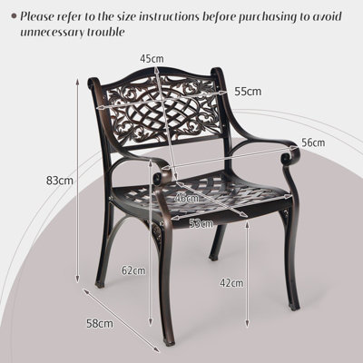 Costway 2PCS Outdoor Cast Aluminum Chairs Patio Garden Dining Chairs w/ Armrests
