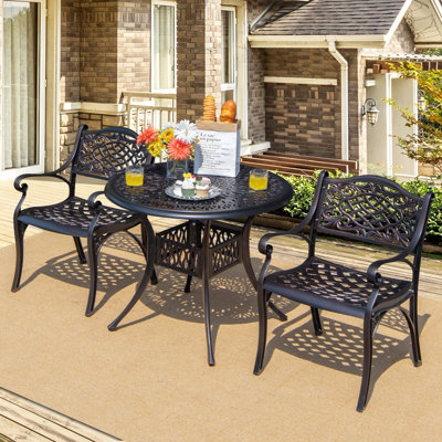 Costway 2PCS Outdoor Cast Aluminum Chairs Patio Garden Dining Chairs w/ Armrests - 5