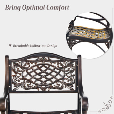 Costway 2PCS Outdoor Cast Aluminum Chairs Patio Garden Dining Chairs w/ Armrests - 6