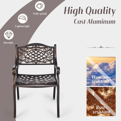 Costway 2PCS Outdoor Cast Aluminum Chairs Patio Garden Dining Chairs w/ Armrests - 7