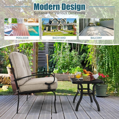Costway 2PCS Outdoor Conversation Set Loveseat Patio Beach W/ Coffee Table& Soft Cushion - 3