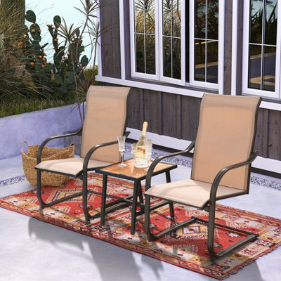 Costway 2PCS Outdoor Dining Chairs Patio C-Spring Motion Outside High Back Chair - 3